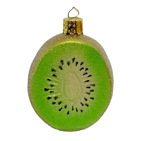 VTG Christborn Germany Sugared Glass Kiwi Fruit Ornament Hand Blown Xmas - Picture 1 of 8